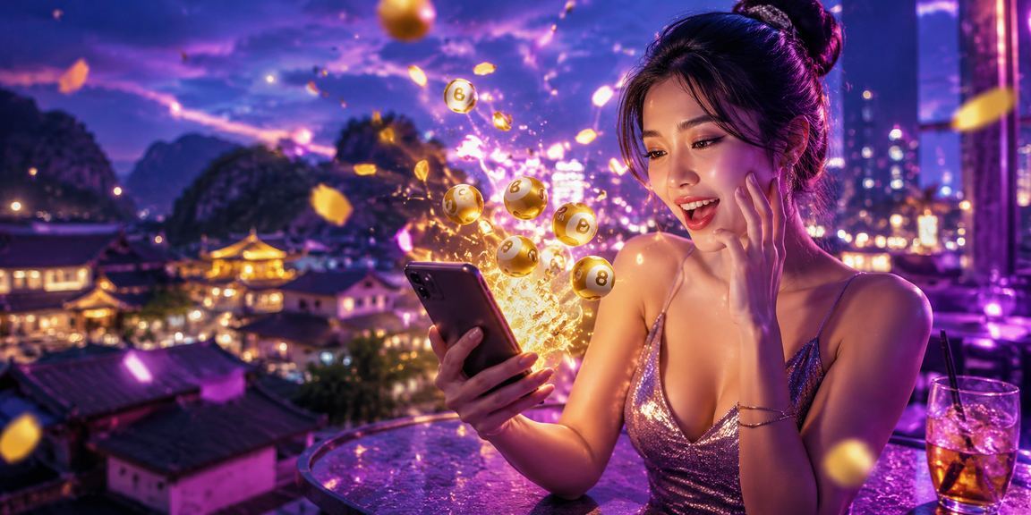 Người chơi xổ số tại Ninh Bình dưới ánh đèn neon về đêm đang kiểm tra kết quả trên điện thoại