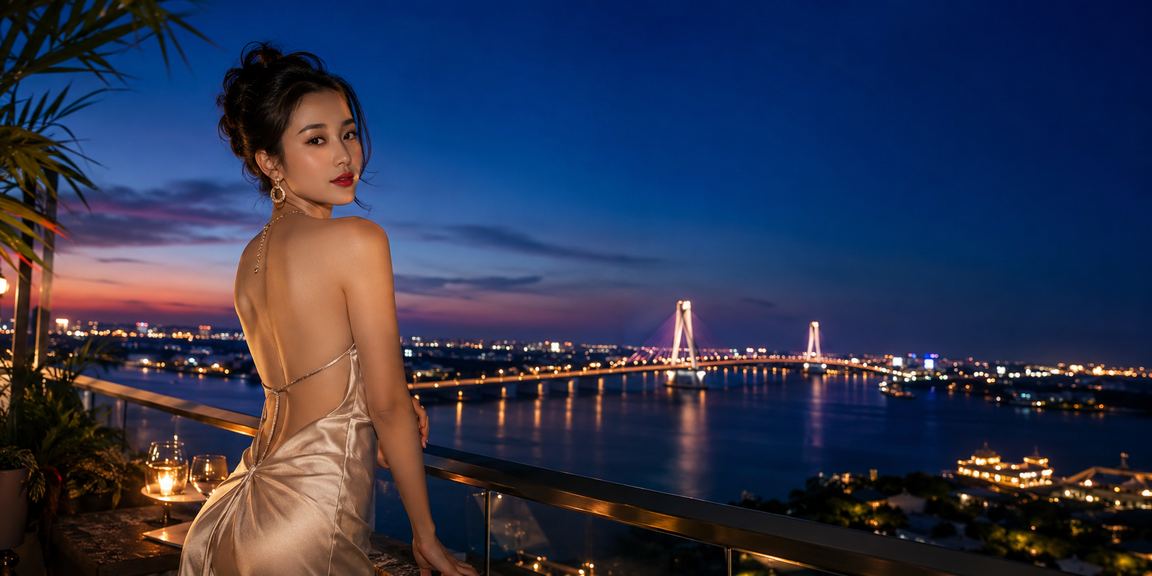 Người chơi Sài Gòn tận hưởng trò chơi casino bên bờ biển dưới ánh đèn lung linh buổi tối